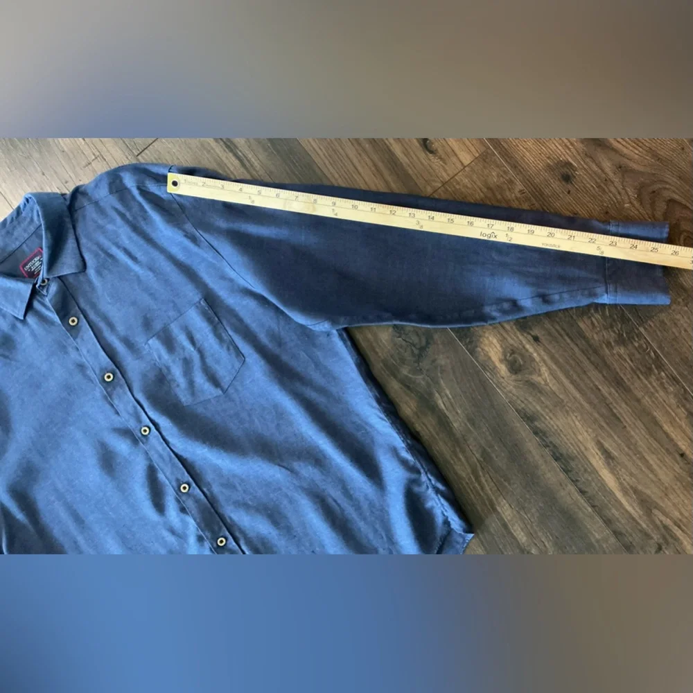 UNTUCKit Men’s Linen Vin Santo Shirt Wrinkle-Resistant Navy Blue Size XL